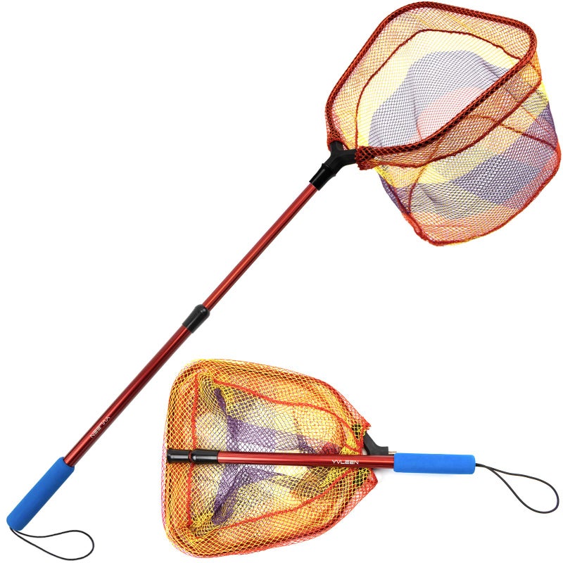 YVLEEN Kids Fishing Net for Lakes - Minnow Nets for Kids - Aluminum Collapsible Telescopic Fishing Pole Handle and Nylon Mesh Small Fishing net - Butterfly Nets for Kids Outdoor Playing - Image 1